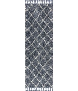 Jonathany Mercer Shag MCR104A Denim Blue/Cream Area Rug 2 ft. 3 in. X 8 ft. Runner