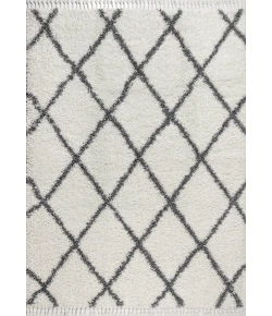 Jonathany Mercer Shag MCR104B Cream/Grey Area Rug 4 ft. X 6 ft. Rectangle