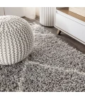 Mercer Shag Plush Tassel Moroccan Geometric Trellis Grey/Cream 3 ft. x 5 ft. Area Rug