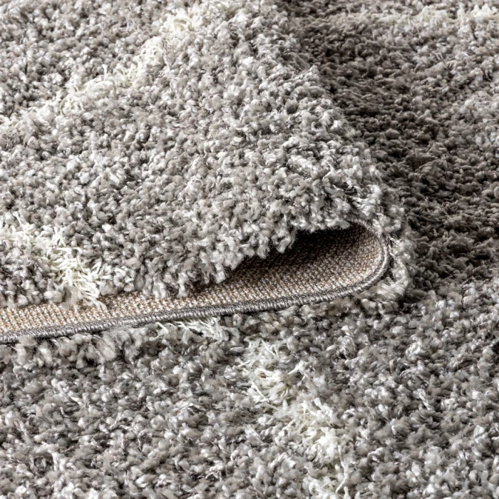 Mercer Shag Plush Tassel Moroccan Geometric Trellis Grey/Cream 3 ft. x 5 ft. Area Rug
