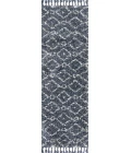 Mercer Shag Plush Tassel Moroccan Diamond Denim Blue/Cream 2 ft. x 8 ft. Runner Rug