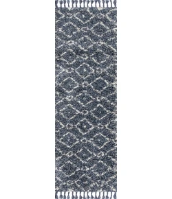 Jonathany Mercer Shag MCR105A Denim Blue/Cream Area Rug 2 ft. 3 in. X 8 ft. Runner