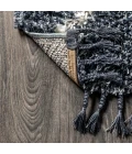 Mercer Shag Plush Tassel Moroccan Diamond Denim Blue/Cream 3 ft. x 5 ft. Area Rug