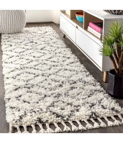 Jonathany Mercer Shag MCR105B Cream/Grey Area Rug 2 ft. 3 in. X 8 ft. Runner