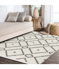 Mercer Shag Plush Tassel Moroccan Diamond Cream/Grey 5 ft. x 8 ft. Area Rug