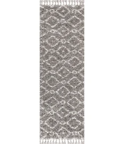 Jonathany Mercer Shag MCR105C Grey/Cream Area Rug 2 ft. 3 in. X 8 ft. Runner