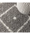 Mercer Shag Plush Tassel Moroccan Diamond Grey/Cream 3 ft. x 5 ft. Area Rug