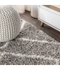 Mercer Shag Plush Tassel Moroccan Diamond Grey/Cream 3 ft. x 5 ft. Area Rug