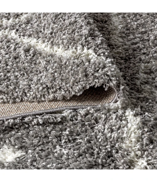 Mercer Shag Plush Tassel Moroccan Diamond Grey/Cream 3 ft. x 5 ft. Area Rug