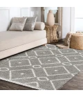 Mercer Shag Plush Tassel Moroccan Diamond Grey/Cream 3 ft. x 5 ft. Area Rug