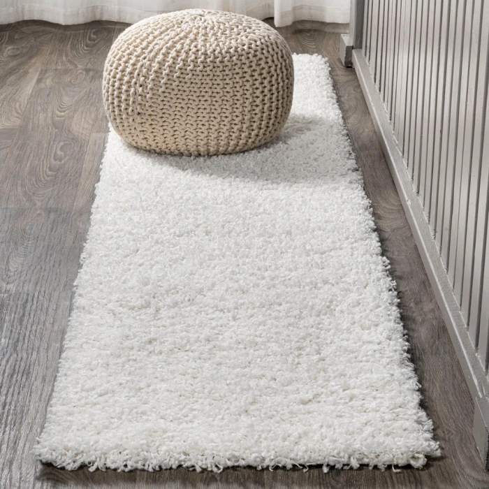 Mercer Shag Plush White 2 ft. x 8 ft. Runner Rug