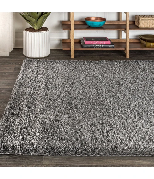 Mercer Shag Plush Charcoal 3 ft. x 5 ft. Area Rug