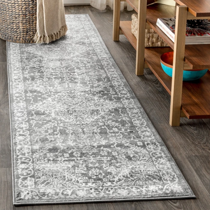 Modern  Vintage Medallion Light Grey 2 ft. x 8 ft. Runner Rug