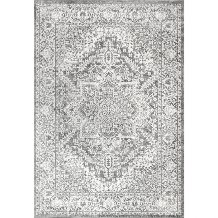 Modern  Vintage Medallion Light Grey 3 ft. x 5 ft. Area Rug