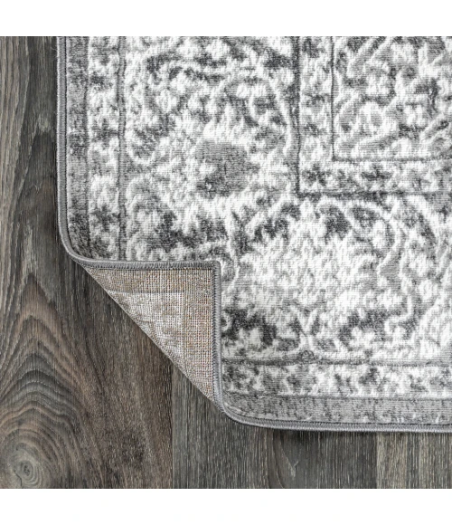 Modern  Vintage Medallion Light Grey 8 ft. x 10 ft. Area Rug