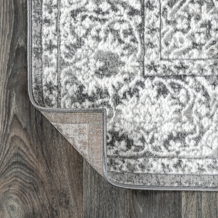 Modern  Vintage Medallion Grey 6' Round Area Rug