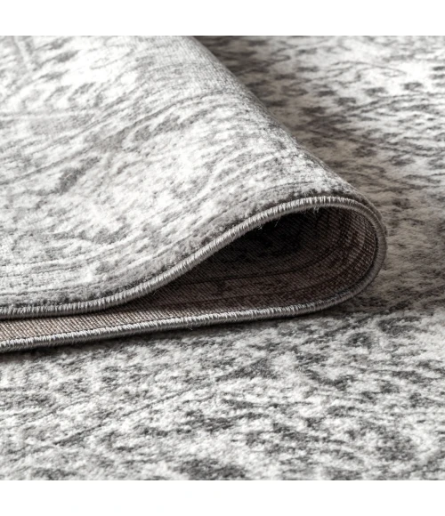 Modern  Vintage Medallion Light Grey 8 ft. x 10 ft. Area Rug