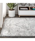 Modern  Vintage Medallion Light Grey 8 ft. x 10 ft. Area Rug
