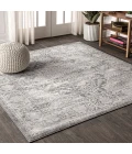 Modern  Vintage Medallion Grey 6' Square Area Rug