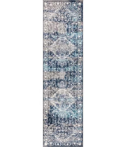 Jonathany Modern Persian MDP100B Navy /Light Grey Area Rug 2 ft. 3 in. X 8 ft. Runner