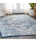 Modern  Vintage Medallion Navy /Light Grey 8 ft. x 10 ft. Area Rug