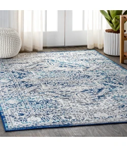 Jonathany Modern Persian MDP100B Navy /Light Grey Area Rug 5 ft. 3 in. X 7 ft. 6 in. Rectangle