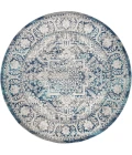 Modern  Vintage Medallion Navy /Light Grey 6' Round Area Rug