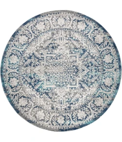 Jonathany Modern Persian MDP100B Navy /Light Grey Area Rug 6 ft. 7 in. X 6 ft. 7 in. Round