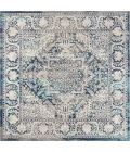 Modern  Vintage Medallion Navy /Light Grey 5' Square Area Rug