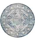 Modern  Vintage Medallion Navy /Light Grey 6' Round Area Rug