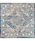 Modern  Vintage Medallion Navy /Light Grey 6' Square Area Rug