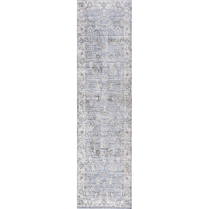 Modern  Vintage Moroccan Traditional Light Gray 2 ft. x 10 ft. Runner Rug