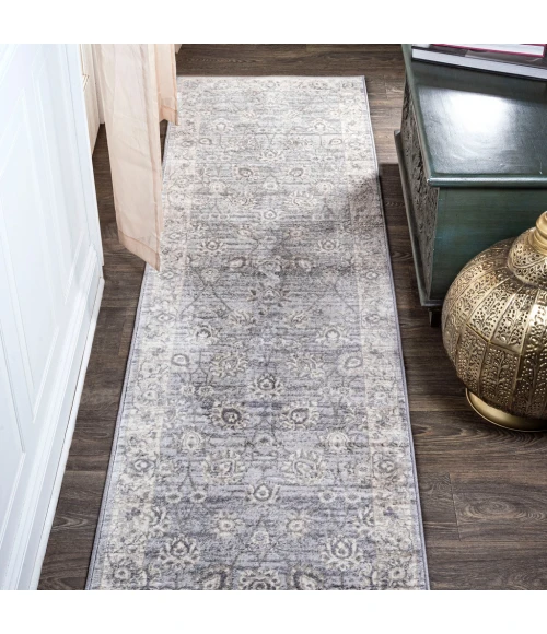 Modern  Vintage Moroccan Traditional Light Gray 2 ft. x 8 ft. Runner Rug