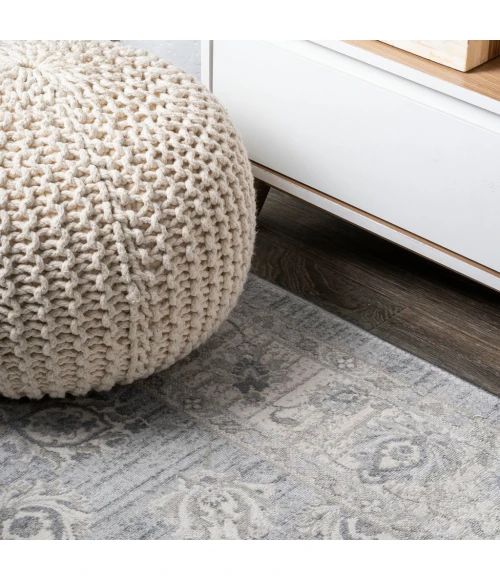 Modern  Vintage Moroccan Traditional Light Gray 6' Round Area Rug