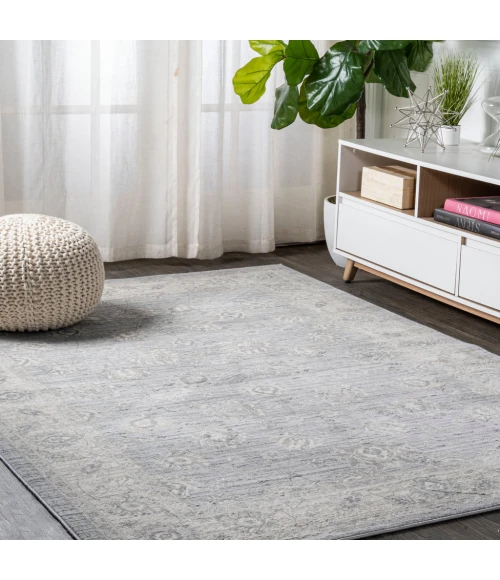 Modern  Vintage Moroccan Traditional Light Gray 5 ft. x 8 ft. Area Rug