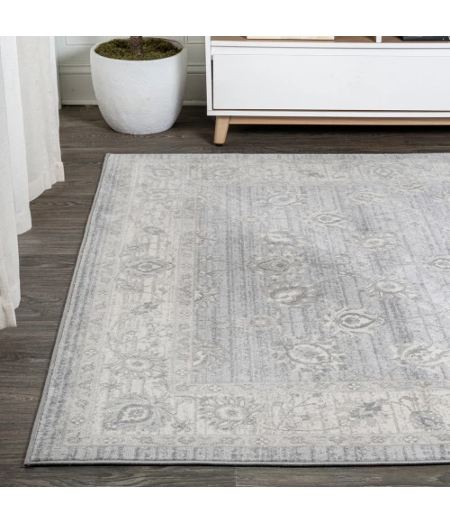 Modern  Vintage Moroccan Traditional Light Gray 5 ft. x 8 ft. Area Rug