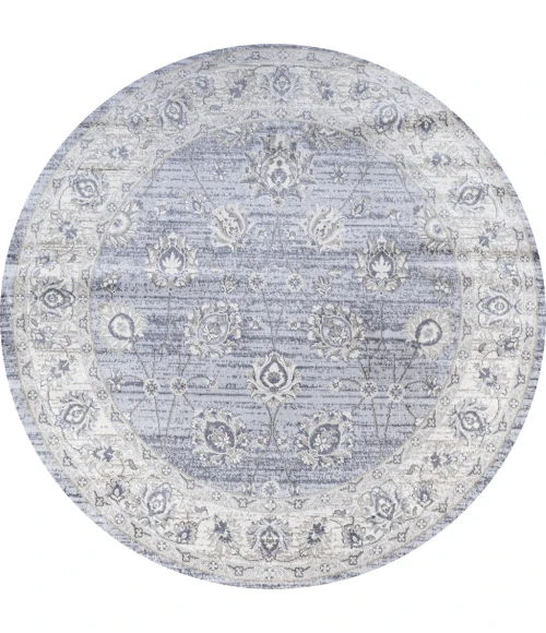 Modern  Vintage Moroccan Traditional Light Gray 6' Round Area Rug