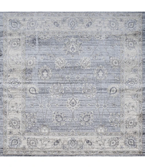 Modern  Vintage Moroccan Traditional Light Gray 6' Square Area Rug