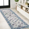 Jonathany Modern Persian MDP101C Blue/Ivory/Red Area Rug 2 ft. 2 in. X 10 ft. Runner