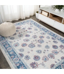 Jonathany Modern Persian MDP101C Blue/Ivory/Red Area Rug 3 ft. X 5 ft. Rectangle