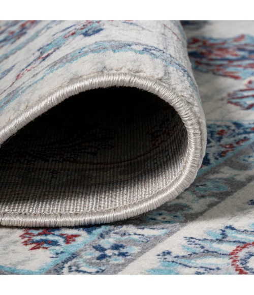 Modern  Vintage Moroccan Traditional Ivory/Blue/Red 6' Square Area Rug