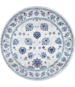 Jonathany Modern Persian MDP101D Ivory/Blue/Red Area Rug 6 ft. 7 in. X 6 ft. 7 in. Round