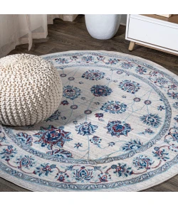 Jonathany Modern Persian MDP101D Ivory/Blue/Red Area Rug 6 ft. 7 in. X 6 ft. 7 in. Round