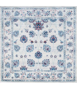 Jonathany Modern Persian MDP101D Ivory/Blue/Red Area Rug 6 ft. 7 in. X 6 ft. 7 in. Square