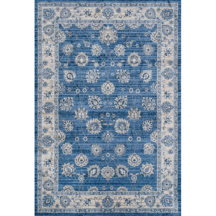 Modern  Vintage Moroccan Traditional Blue/Ivory 3 ft. x 5 ft. Area Rug