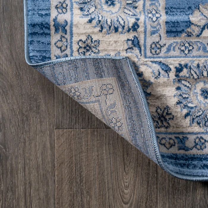 Modern  Vintage Moroccan Traditional Blue/Ivory 3 ft. x 5 ft. Area Rug
