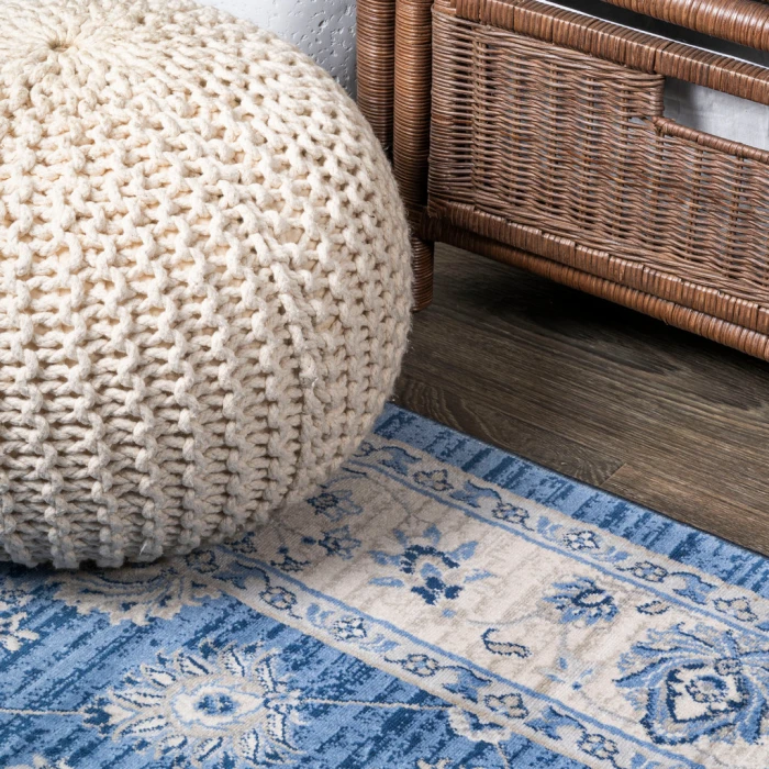 Modern  Vintage Moroccan Traditional Blue/Ivory 3 ft. x 5 ft. Area Rug