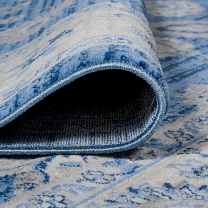 Modern  Vintage Moroccan Traditional Blue/Ivory 3 ft. x 5 ft. Area Rug