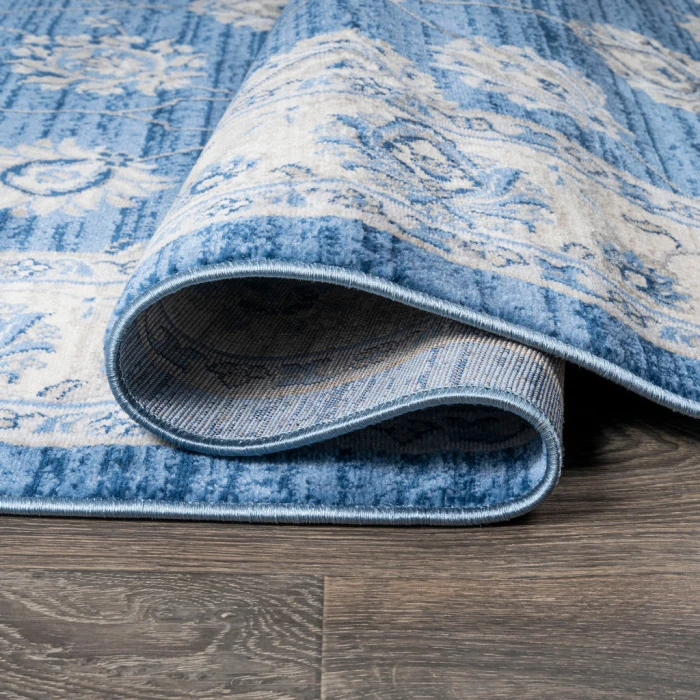Modern  Vintage Moroccan Traditional Blue/Ivory 6' Square Area Rug