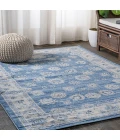 Modern  Vintage Moroccan Traditional Blue/Ivory 3 ft. x 5 ft. Area Rug